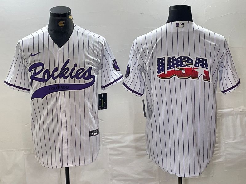 Men Colorado Rockies Blank White Stripe Joint name Nike 2024 MLB Jersey style 3->->MLB Jersey